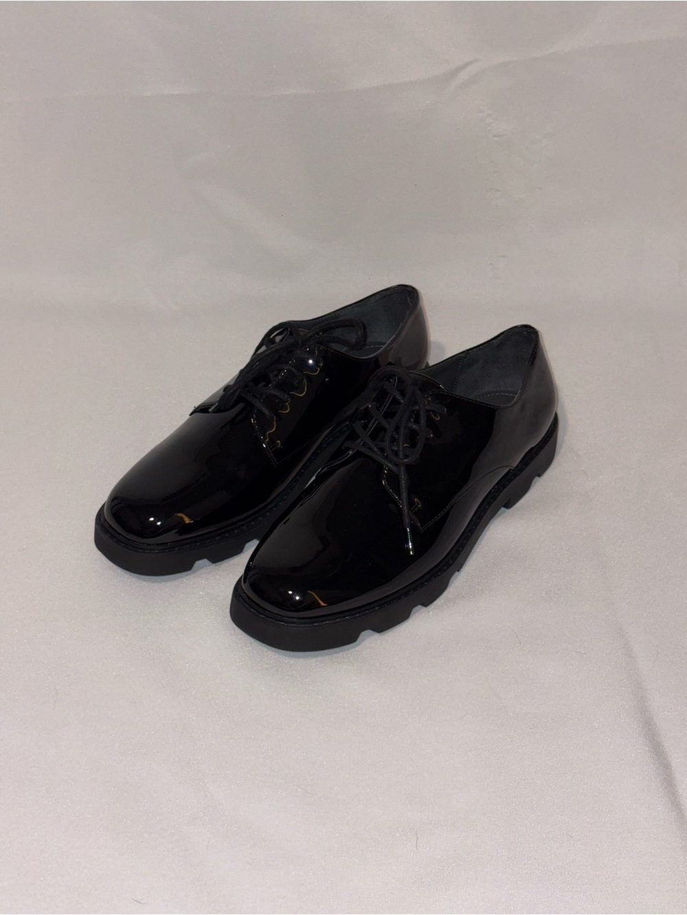Franco Sarto Black Patent Lace-Up Oxfords